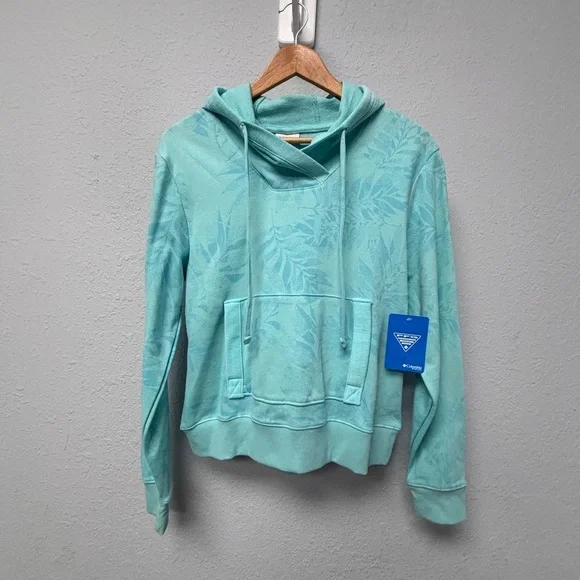 NWT Columbia Women’s S PFG Slack Water French Terry Hoodie in Aqua Foliage - Picture 1 of 12
